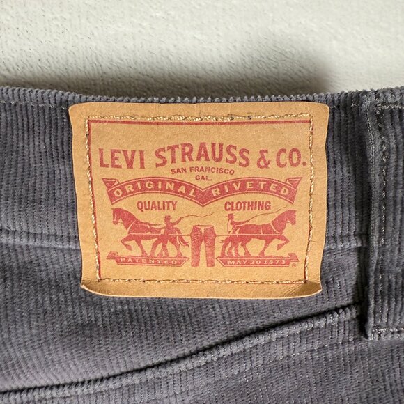 Levis Ribcage Straight Ankle Pants Women Size 27 Gray Corduroy High Rise 28x26 - Picture 16 of 16